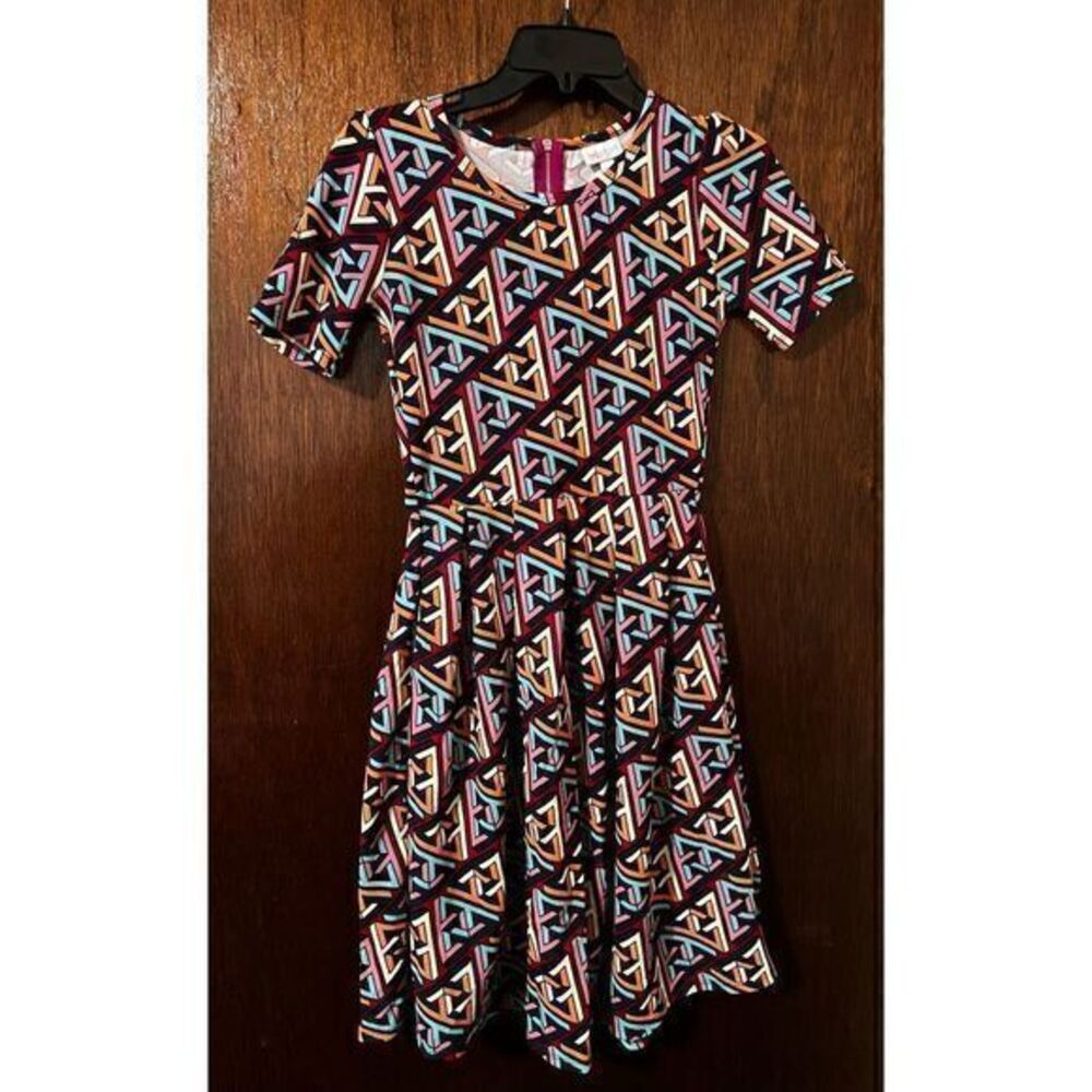 LULAROE Amelia Multi Color Geometric Dress